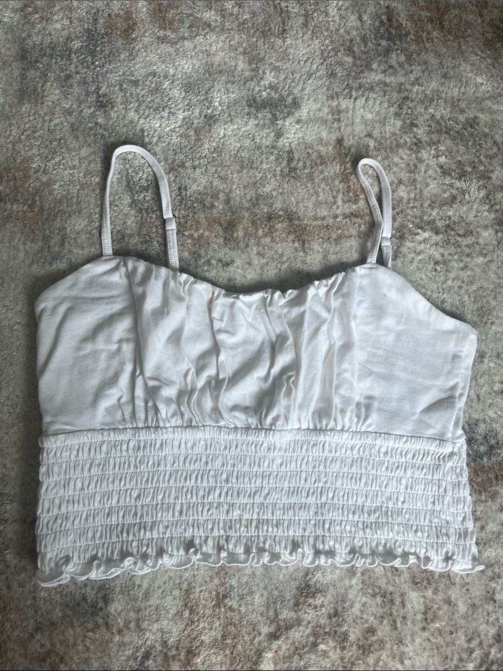 Hollister White Smocked Crop Cami